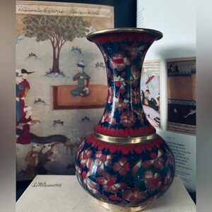 Vintage Floral Cloisonné Vase